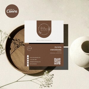 Bearbeitbare minimalistische QR-Code Visitenkarte Vorlage, moderne doppelseitige Visitenkarte, anpassbare Visitenkarte, einfache DIY Visitenkarte