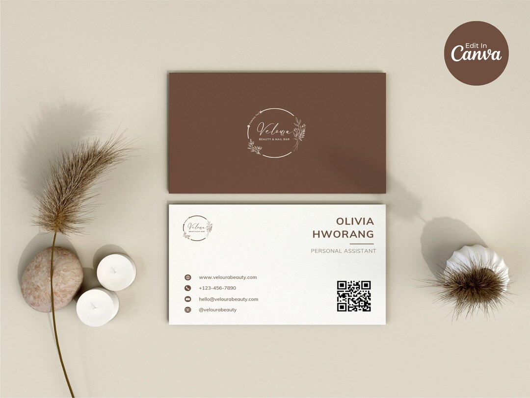 Editable Minimalist QR Code Business Card Template, Modern Double Sided ...