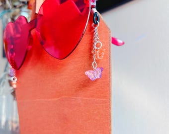 Catena per occhiali, accessorio per occhiali da sole, ciondoli, festival rave, accessorio per occhiali a farfalla fatto a mano