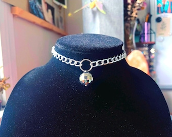 Disco Ball Choker, Handmade Necklace, Sacred Jewelry, Music Festival Rave Accessories