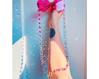 Catena per occhiali Sun Catcher, accessorio per occhiali da sole, pendenti, festival rave, occhiali con prisma di cristallo