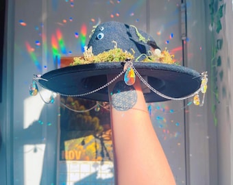 Catena con clip per cappello acchiappasole, germoglio acchiappasole, accessorio per festival, clip per rave, accessori per rave, decorazioni arcobaleno