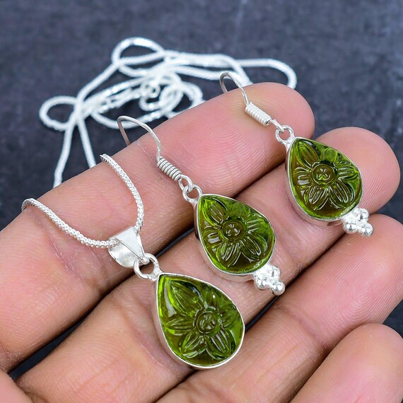 Orecchini Pendenti Rettangolari In Peridoto, Classici Orecchini - Foto 9