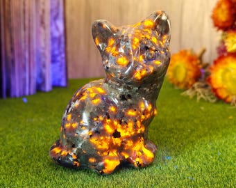 3'' Yooperlite Cat Carvings, Hand Carved Crystal Cat Gifts