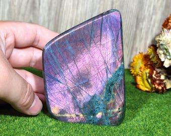 Natural Purple Full Flash Labradorite Freeform - Unique Crystal Freeform for Home Decor & Spiritual Energy