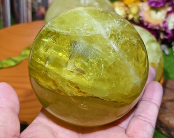 AAAA+ Golden Citrine Sphere: Natural Abundance Crystal Ball