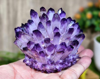 Rainbow Aura Crystal Cluster, Electroplated Reconstituted Quartz, Meditation Gift