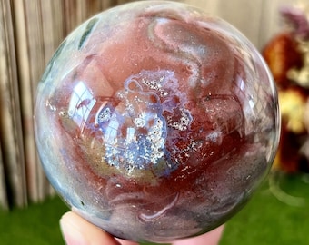 Ocean Jasper Sphere, Polished Madagascar Crystal Ball (70mm)