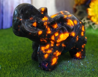 80mm Natural Yooperlite Elephant Carvings, Hand Carved Crystal Elephant Gifts