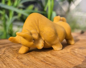 Golden Yellow Jade Bull Figurine: Feng Shui Wealth Charm