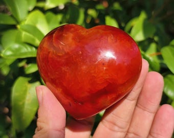 Carnelian Agate Crystal Heart: Red Fire Gemstone, Sacral Chakra Healing