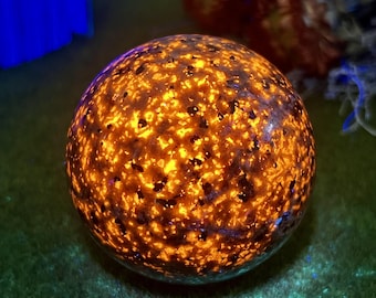 Natural Yooperlite Sphere, UV Reactive Fluorescent Crystal Ball
