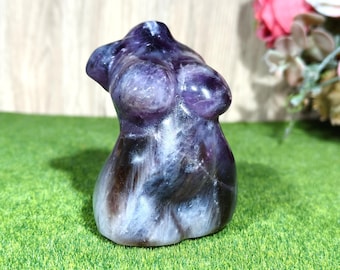 Hand-Carved Amethyst Women Model - Unique Crystal Figurine for Home Decor
