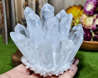 Natural Clear Quartz Crystal Cluster, Handcrafted Meditation Specimen