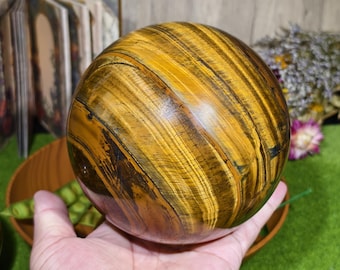 Golden Tiger Eye Stone Sphere, Polished Gemstone Crystal Ball