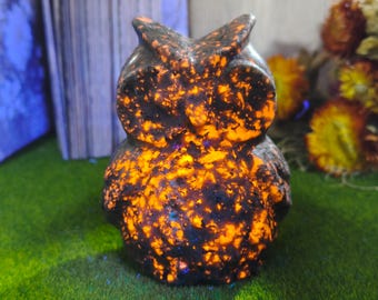 4'' Yopperlite Owl Carvings, Hand Carved Crystal Owls, Gemstone Gifts