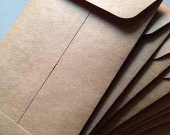 50 Kraft  Envelopes -Size 6 1/2" x 3 3/4" 100% recycled Kraft