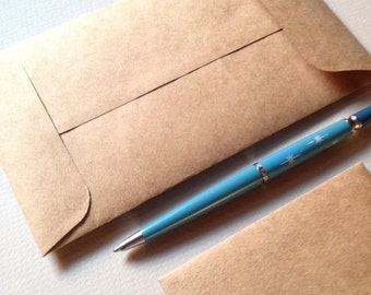 50 Kraft  Envelopes -Size 6 1/2" x 3 3/4" 100% recycled Kraft