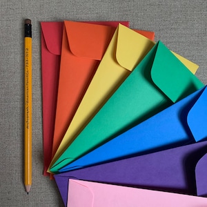 25 Multicolor Envelopes - Size 6 1/2&quot; x  3 3/4&quot; - 100% Recycled - Choose Your Color or Assorted