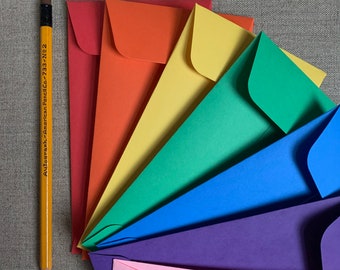 SALE! 25 Multicolor Envelopes - Size 6 1/2" x  3 3/4" - 100% Recycled - Choose Your Color or Assorted