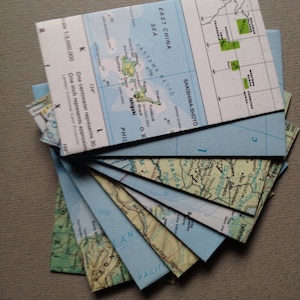 Mini-Kartenumschläge - Weltatlas-Kartenumschläge - Größe 2 1/8 "x 3 1/2" - offenes Ende / Münzstil-Upcycled Map Umschläge