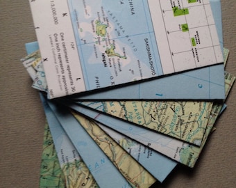 Upcycled World Atlas Map Envelopes (2 1/8" x 3 1/2")