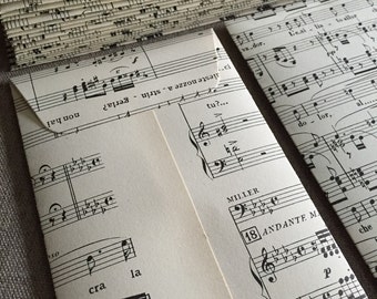 Handmade grey envelope music sheet lining