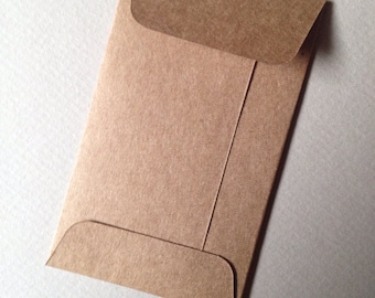 50 Mini Kraftpapier Umschläge -Recycling-Größe 2 1/8 "x 3 1/2"