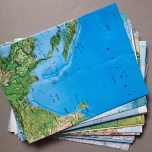 Map Envelopes Size A7 World Atlas Map Envelopes 5 1/4 x 7 1/4 Upcycled Map Envelopes image 5