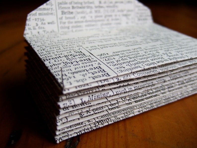 Mini Upcycled Dictionary Envelopes Size 2 1/4 x 3 1/2 image 2