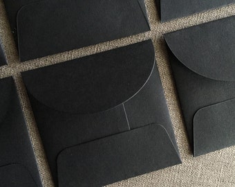 25 Small Black Square Envelopes - Size 3" x 3" - 100% recycled