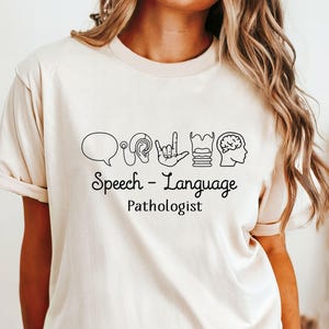 Shirt logopedist Comfort Colors®, shirt spraaktaal, shirt SLP verpleegkundige, cadeau logopedist, retro vrouw ronde hals