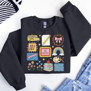 Teacher School Sweatshirt,Back To School Sweat, Teacher Sweat, Retro Groovy School Sweat, Teacher Day Gift, Teacher Gift, Teacher Life Sweat