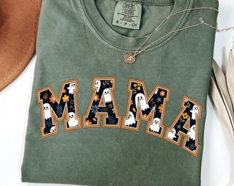 Comfort Colors® Halloween Mama Shirt, Mom Halloween Shirt, Spooky Mama Shirt, Mama Halloween, Cute Ghost Shirt, Floral Ghost Shirt