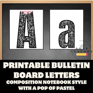 Schulbedarf Alphabet, Alphabet Buchstaben für Bulletin Board, Komposition Notebook Klassenzimmer Thema, Bulletin Board Buchstaben druckbar