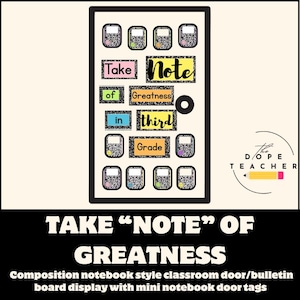 Composition Book Classroom Door Decor: Editable Classroom Door Sign, Fun Bulletin Board Ideas, Classroom Display, Door Decor