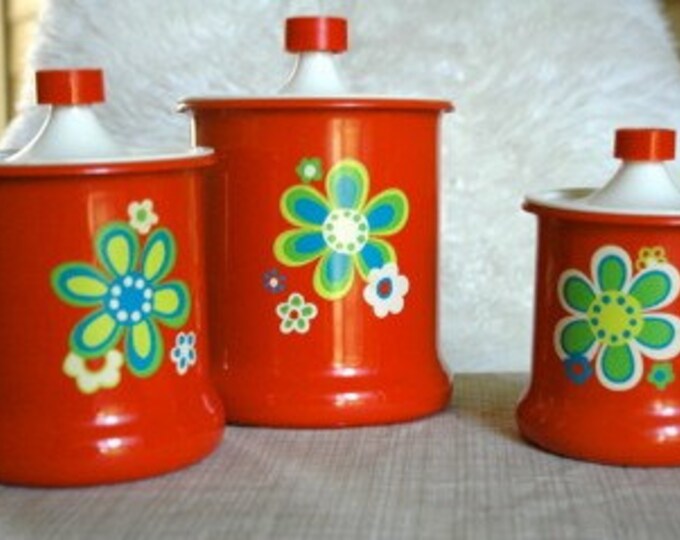 SALE Vintage Kromex Canister Set With Flower Power Etsy