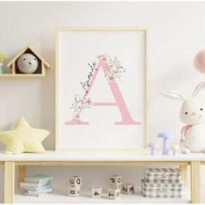 Impresión de letras personalizadas para guardería de bebé niña niño, impresión digital, arte de pared, letrero de letras personalizado, regalo para bebé, regalo para bebé