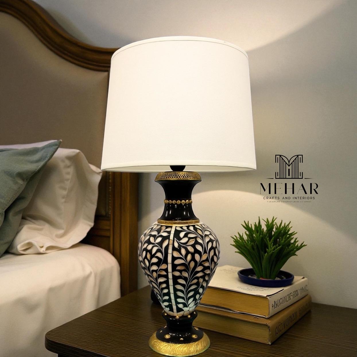 Floral Mother-Of-Pearl Inlay Lamp Base