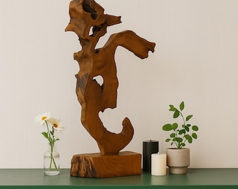 Biologisch modern zeepaardje - beeldje oceaankunst teruggewonnen hout