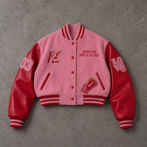 Custom Wool Varsity Jacket, Personalized Cropped Letterman Coat, Womens Bomber Jacket Gift