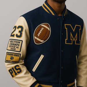 Customizable Varsity Jacket: Personalized Embroidered Letterman Jacket, School Sports Apparel