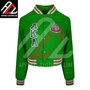 AKA Green Wool Varsity Jacket — Alpha Kappa Alpha Sorority Outerwear