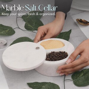 Marble Salt and Pepper Bowl with Lid: Elegant Spice Cellar