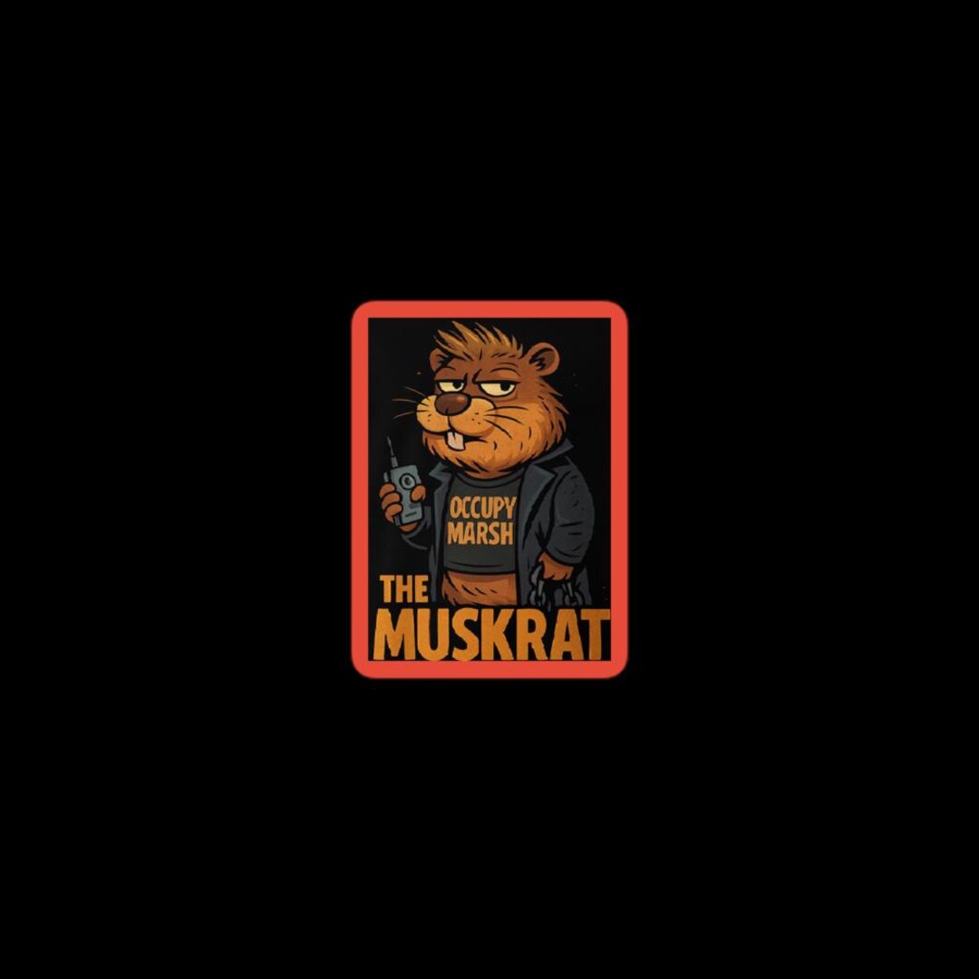 Muskrat Sticker The Muskrat Tech Parody Sticker – Funny Occupy Marsh Cartoon Vinyl ...