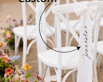 Personalized Wedding Chair Seating Ribbon: Chair Decor Name Place Tags