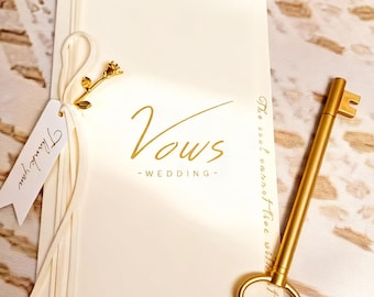 Set of 2 Wedding Vow Books: Wedding Book with Ribbon gift for Bride, Groom