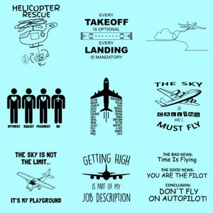 9 Pilot Black Designs SVG, Aviation SVG Bundle, Airplane Art for DIY & Craft, Flight T-Shirt Design, Aviation Lover, Pilot Art, Pilot Bundle