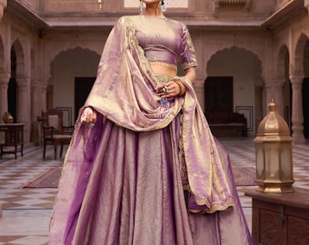 Lavender Lehenga Choli For Women: Wedding Wear Traditional Outfit, Indian Party Wear Dress