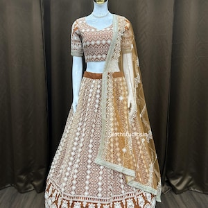 Beautiful Brown Lehenga Choli For Women Bollywood Style Ghagra Choli Indian Wedding Party Wear Lahengas Function Wear Outfits Reception Wear